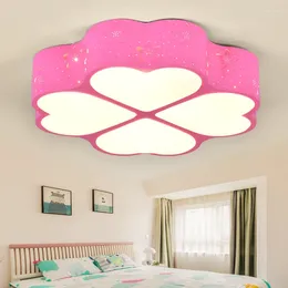Tavan Işıkları Modern Minimalist Sıcak Romantik Dört yapraklı Yonca Çiçek Led Yaratıcı Çocuk Yatak Odası Mavi / Pembe / Beyaz Lambalar