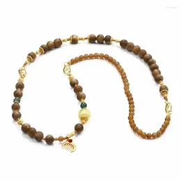 Связанные браслеты агарвуд Hetian Jade 6mm Clabical Chain Женский китайский этнический стиль Национальное ожерелье