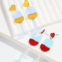 Dangle Earrings Fishsheep Creative Acrylic Red Wine Glass Drop for Women Girl
