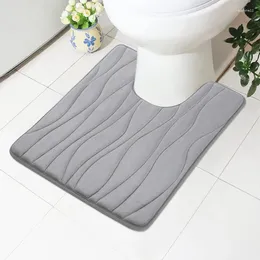 Bath Mats Homaxy U-Shaped Memory Foam Bathroom Toilet Mat Non-Slip Absorbent Foot Carpet Soft Shower Decorative Rug Coral Fleece Pad