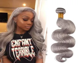 Body Wave Grey Color Brazilian Vrigin Human Hair Weft Extension Wavy Hair Bundles Dubbel Weft Weaves 3or4 PCSLOT9605904