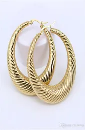 Ny mode Big Round Hoop Earrings Gold Color Circle Creole örhängen Rostfritt stål smycken gåvor för kvinnor67904471310629