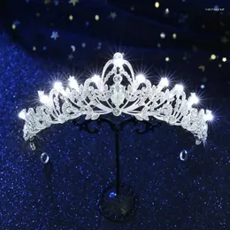 مقاطع الشعر زفاف تاج للعروس 2024 LED LED Princess Girls Girls Excalsions Headpiece Silver Color Diadema