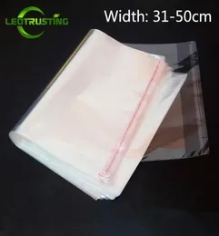 Leotrusting 100pcs 31-50cm genişlik RGE berrak opp yapıştırıcı torba şeffaf poli yeniden canlandırılabilir ambalaj çantası kendi pstic hediye pouch300s8955201