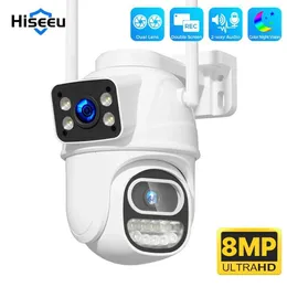 IP 카메라 HISEEU 4K 8MP PTZ WIFI IP 카메라 듀얼 렌즈 5X Zoom AI Human Detect Wireless Surveillance CCTV Cameras Security Protection 240413