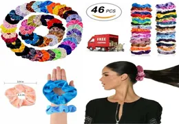 الشعر scrunchies Velvet Elastics Hair Ties Scrunchy Bands inies Ropes Gifts 46 PCS3677094