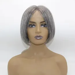 Cabelo brasileiro de cabelo brasileiro Virgem Human T Part Lace Front Wigs 13x1x4 Swiss Lace Cinza Bob Cinzento peruca Silky Straight Wigs