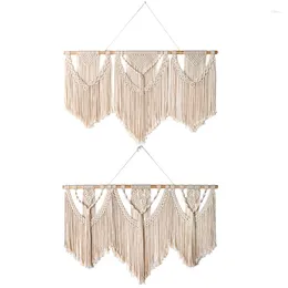 Adesivos de janela grande parede macrama pendurada na tapeçaria pau de madeira de madeira boêmio com cortina boêmio