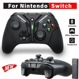 Nintedo Switch 콘솔 USB Dongle 6Axis 이중 진동 조이스틱 컨트롤러 호환 Android/Los/PC/PS3 용 GamePads 무선 게임 패드