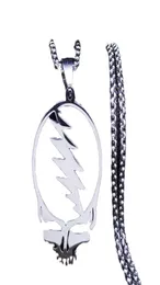 Afawa Grateful Dead Skull rostfritt stålkedjan halsband för mänkvinnor silver färghalsband smycken cadenas mujer n4206s035825369