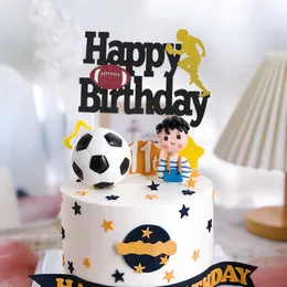 Football Happy Party Topper Boys Soccer Cake Decor Accessories