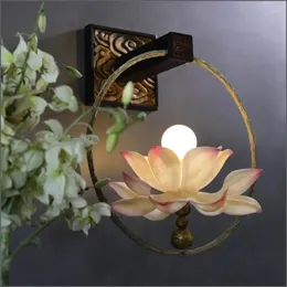 Decorative Plates Chinese Original Style Lotus Flower Wall Lamp Creative Living Room Aisle Hand-painted Bedroom Decoration