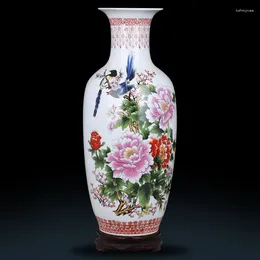 Vaser Jingdezhen Ceramics Lucky Bamboo Study Floor Large Vase Decoration Retro Living Room TV Cabinet Flower Arrangement Crafts