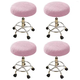 Chair Covers 4pcs Solid Home Decor Dining Room Waterproof Office Washable Round Soft Bar Stool Cover Anti Scratch Stretch Velvet Kitchen