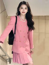 Sukienki robocze pring koreańska elegancka moda ol dwuczęściowy zestaw dla kobiet blezer płaszcze garnitury żeńskie słynto cortos 2 stroje
