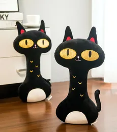 Black Cat Plushies Toy Stuffed Cartoon Anime Magic Girl Cat Plush Throw Pillow Golden Eyes Cat hug message Cushion Home Decor Q0119344132