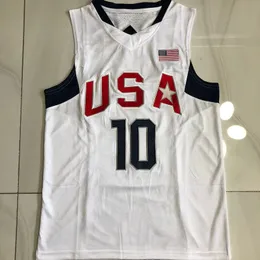 2 цвета USA Dream Team 8 #10 Bryant Basketball Jerseys Navy White All Shitked Throwback 240402