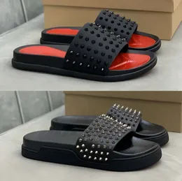 Mens Designer Slide Slipper Flat Spike Mule Platform Sandal Pool Studs Sliders Beach House Flip Flops Gummi Sole High Quality