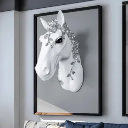 Dekorativa figurer vind nordisk kreativ hästhuvud vägg hängande dekoration vardagsrum bar fast djurhänge personlighet