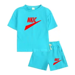 Summer Brand LOGO T-shirt Shorts Children's Short Sleeve Set Cotton Tees Tracksuits Boys Girls Clothes Casual Two Piece