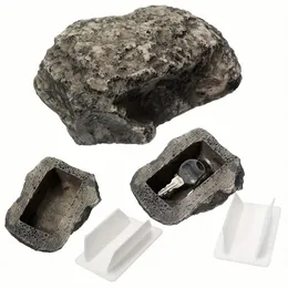 مربع مفتاح الصخور إخفاء في الحجر الأمن الحجر آمن التخزين منظم العلبة مربع مخبأ في الهواء الطلق زخرفة حديقة 8.3*5.7*4.5 سم