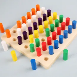 Hölzerne sensorische Integrationstraining Zylindrisch Einfügen Montessori Unterrichtshilfen Kinderfarbe kognitive Spielzeuge