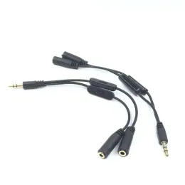 3.5 Jack splitter hane till 2 kvinnlig jack 3,5 mm stereo ljudkabel y splitter adapter volymkontroll hörlurar telefon aux kabel