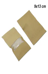 9x13cm Kraftpapier Reißverschluss Schloss mit klarem Fenster für getrocknete Nüsse Bohnen Fohnen -Papierpapier Paket Reißverschluss Nüsse Snacks verpackter Beutel1476068