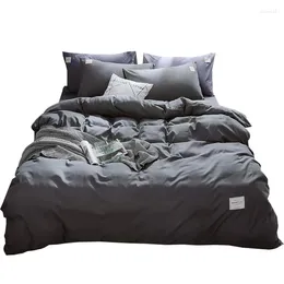Sängkläder sätter tjock solid färguppsättning mode lyxig enkel andningsbar mjuk polyester design juego de cama hem dekor ec50ct