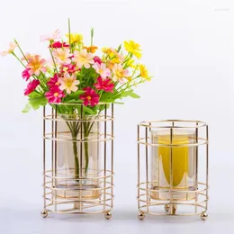 Candle Holders 15.5cm Plating Gold Table Centerpiece Flower Vase Decor For Wedding Decoration Marriage Party Home Room Deco