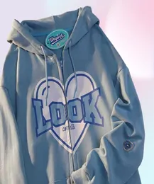 핑크 문자 그래픽 kawaii harajuku hoodies 여자 블루 펑크 이모 alt 스웨트 셔츠 zip 미적 인디 y2k 한국 패션 의류 3406329