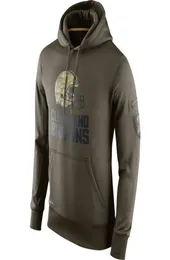 Spaccatura di Sweatshirt Browns Olive Salute al servizio KO Performance Football American Football Hoodie3772096