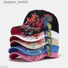 Ballkappen Visoren Koreanische Paillistin Sticked Butterfly Baseball C Lippenstift Gezeitenhut Frauen Visor CS Ladies Sun Beach Hats C240413