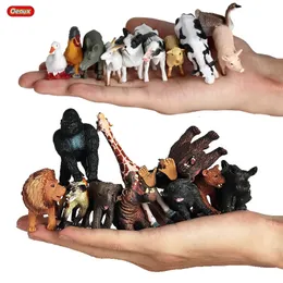 Oenux Small Farm Wild Animal Model Lion Tiger Sheep Pig Dog Action Figurer PVC härlig miniatyr Playset Education Kid Toys Gift 240411