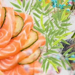 Plakalar 10pcs Sushi Bambu Yaprak Dekorasyonu Japon tepsisi şube süsleme çanağı dekor