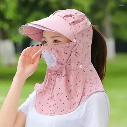 Berets 1PC Hat Neck Coverage Sun Protection Cotton Ladies Fashion Hiking Women Summer Visor Work Femme 56cm-58cm