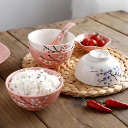 Tigelas coloridas de 4,5 polegadas de 4,5 polegadas de 4,5 polegadas Microondas Snowflake de porcelana Pinanciada à mão Salada Rice Ice Cream Sopa Tableware Czy-B7001