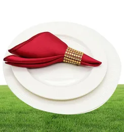 50pcs 30cm stołowe serwetki kwadratowe satynowe tkanina serwetka kieszonkowa na wesele urodzinowe przyjęcie domowe el złoto White9634682