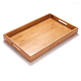 ティートレイxmt-home長方形テーブル木製の固体木材サービングトレイ竹机
