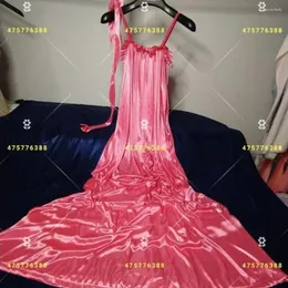 Vestidos casuais mulheres sexy e sexy cetim vestido longo vestido vil de pescoço sem mangas noite mais tamanhos adormecidos