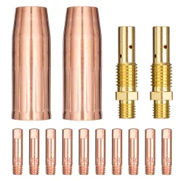 Kombinler 14pcs İletişim İpuçları Gaz Nozulları Sarf malzemeleri Tweco Mini /1 Lincoln Magnum 100L MIG Kaynak Aracı Kiti
