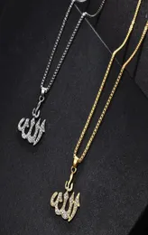 Collane a catena per maglioni di regali a pendente cristallino Allah Platch oro Simulato Anchor Islamic7567237