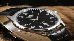 Победитель вращающийся Bezel Sport Design Leather Band Men Watch Top Brand Luxury Automatic Black Fashion Casual Watch Clock Relogio SL5120786