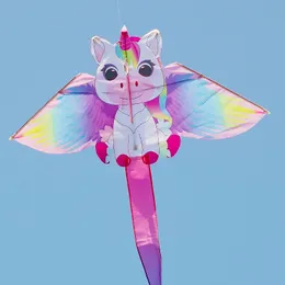 Yongjian Pink Unicorn Kite Kite adatto a bambini o principianti facili da pilotare con una corda da 50 m 240407