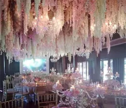 100pcslot 24色人工絹の花ウィステリアフラワーバインホームガーデンウォールハンギングラタンクリスマスパーティーウェディングデコレーションT204981804
