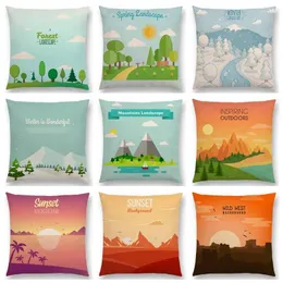 Pillow Nature Field Wild Mountain Forest Season Spring Inverno inverno Rave Country Cover Sun Cover divano Trova Bella custodia