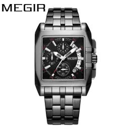 시계 Megir Original Men Watch 스테인리스 스틸 남성 석영 손목 시계 비즈니스 큰 다이얼 손목 시계 Moda relogio Masculino