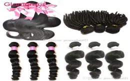 Glamorous Virgin Brazilian Hair Weaves 3Pcs Peruvian Indian Human Hair Body Wave Loose Wave Spiral Curly Cabelo Hair Extensions Wh9743625