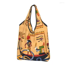 Storage Bags Funny Ancient Egypt Hieroglyphics Shopping Tote Portable Egyptian Culture Groceries Shopper Shoulder Bag