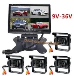 7 inch TFT LCD 4CH Video Quad Split Car Monitor 4 x 18 IR LED reverse Camera 24V Rear view Kit For Truck Bus Caravan263A4306179